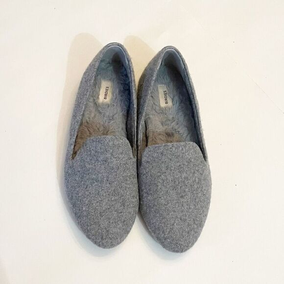 Birdies The Starling Gray Wool Faux Fur Lined loafer Flat Slip On Size 7.5 - Picture 2 of 6
